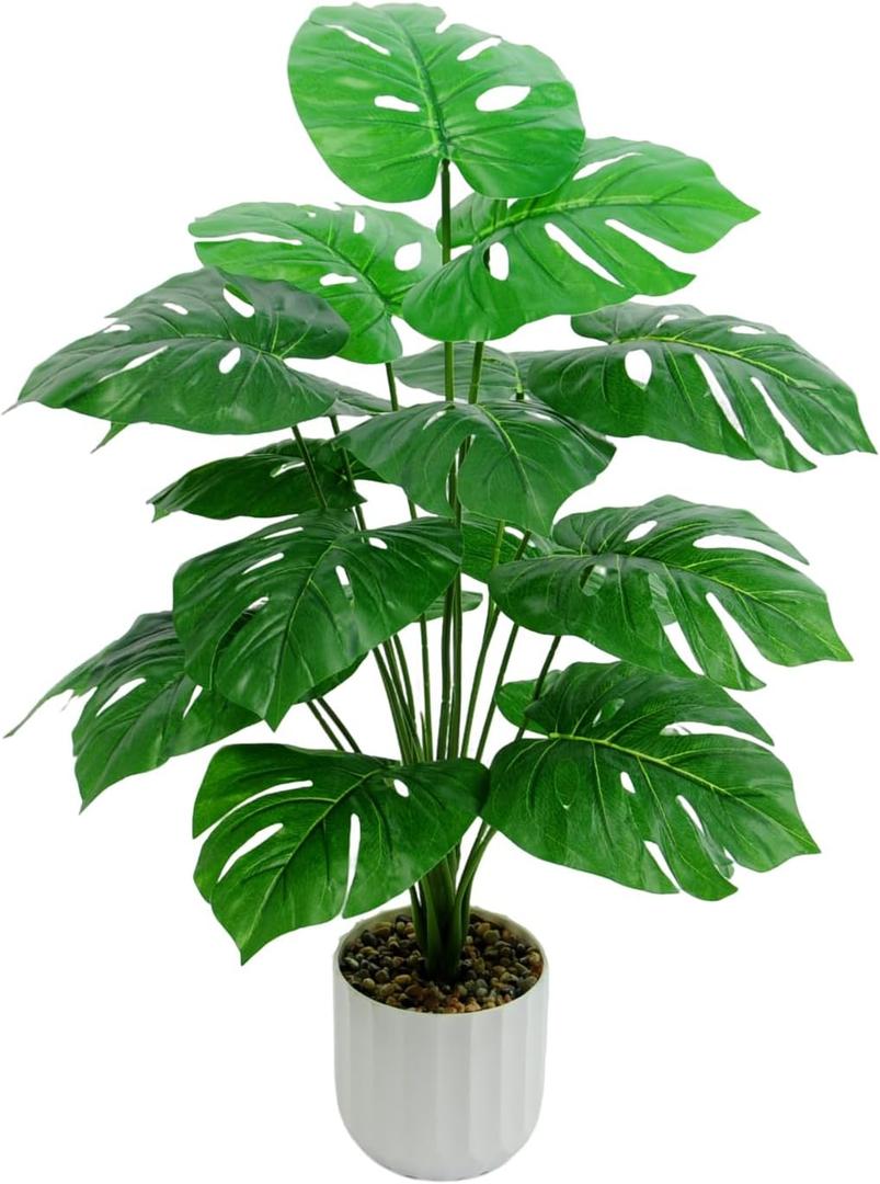 Freyalife 28 Fake Plant Artificial Monstera for Room Decor, Faux Potted Plants Indoor for Home Living Bedroom Aesthetic Farmhouse Dorm Office Classroom and Outdoor Garden Porch Balcony Decor