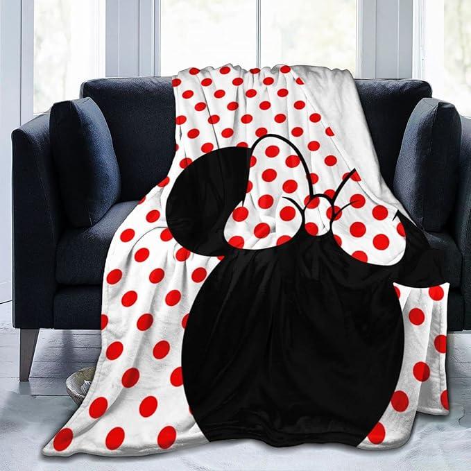 Cute Bow and Polka Dot Blanket Air Conditioner Blanket Lightweight Nap Flannel Blanket Soft for Sofa Bed Living Room Suitable for All Seasons 60"x50"