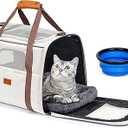 Morpilot Cat Carrier - Soft Sided Cat Carrier Large for Big Medium Cats and Puppy up to 18lbs, Pet Carrier with Safety Zippers, Foldable , Airline Approved Large Dog Carrier - Beige