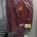 Le Suit Women's One Button Long Sleeve Jacket & Fly Front Slim Pant Maroon Size 4