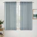 MIULEE Dusty Blue Linen Curtains 54 Inch Length 2 Panels for Bedroom Living Room, Soft Thick Linen Textured Natural Short Window Drapes Semi Sheer Light Filtering Back Tab Rod Pocket Burlap Look Decor, 52"W x 54"L