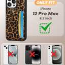 Uppuppy for iPhone 12 Pro Max Case with Wallet - Fits 4 Card Slots, Compatible with MagSafe for Women Aesthetic Durable PU Leather Credit Card Holder Kickstand Phone Cover for Apple 12 Promax, Leopard