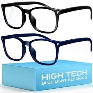 livho High Tech Blue Light Glasses - Advanced Blue Light Blocking Computer Glasses - Screen Fatigue & UV Protection (*B11 Light Black+ Dark Blue)