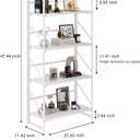 JSB No Assembly Folding Bookshelf, 4 Tier Industrial Metal Book Shelf for Storage, Vintage Wood Foldable Bookcase for Living Room, Bedroom, Office Organization Shelves, Flat Tube 4-Tier