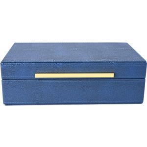 Navy Blue Shagreen box Faux Leather Decorative Box,Keepsake And Memory Storage Small Decorative Boxes with Lids for Modern Home Decor Jewelry Box Organizer (11 in)