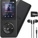 128GB MP3 Player with Bluetooth 5.3 Earphones Included | Portable, HiFi Sound, Built-in Speaker/FM Radio/Voice Recorder/E-Book, Lossless Sound, Multifunctional, Music Player, Slim
