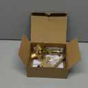 JO.KO Golden Door Handles with Lock and Keys, Brushed Golden Door Knobs, Satin Brass Door Handle Set, Interior/Exterior Door Lever for Bedroom Bathroom, Front Doors (1 Pack)