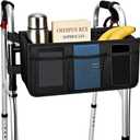 Dotday Upgraded Walker Basket with Cup Holder, Foldable Walker Bag with Large Capacity & Never Tipping Over- Not Fit for Rollator (Black)