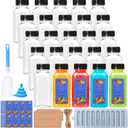 Flrolove 25 Pack 8oz Plastic Juice Bottles with Caps,Clear Drink Containers with Lids,Reusable Clear Bulk Beverage Containers for Juice, Smoothies, Ginger, Tea, Coffee and Other Beverages