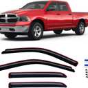 in-Channel Rain Guards for 2009-2018 Dodge Ram 1500 Crew Cab, 2010-2025 Ram 2500 3500 Crew & Mega Cab, 2019-2024 Ram 1500 Classic Crew Cab, Window Visor Shields Vent Deflector Shade Wind Dark Smoke
