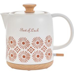 Ceramic Electric Kettle 1 Quarts, Automatic Shut Off, Porcelain Teapot, Hot Water Electric Boiler with LED Light, Boil Dry Protection, Short Spout 1000W Rapid Boiling Water for Tea Coffee