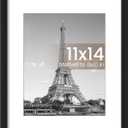 Upsimples 11x14 Picture Frame, Display Pictures 8x10 with Mat or 11x14 Without Mat, Wall Hanging Photo Frame, Black, 1 Pack