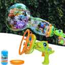 Bubble Gun Bubble Machine Dinosaur Bubble Blower Toy for Kids and Toddlers Bubble in Bubble Gun Party Favors Birthday Christmas Easter Gift for 3 4 5 6 7 8 9 Years Old Boys and Girls (Green), 7.2 x 12.2 x 2.5 inches