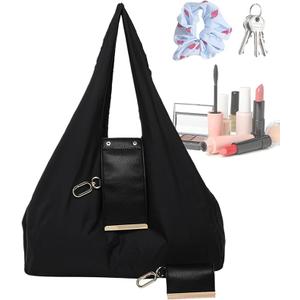 Keychain Tote Bag, Reusable Shopping Bags Foldable, Expandable Leather Mini Bags with Key Ring, Lightweight Portable Handbag