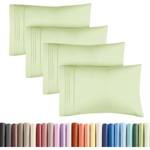 Standard Pillow Cases Set of 4 - Soft Hotel Quality Pillowcase Covers - Comfy Bedding for Women, Men, Kids & Teens - Machine Washable Pillow Protectors - 4 Piece Set - Standard Size Light Sage Green