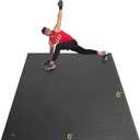 GXMMAT Large Exercise Mat 6'x4'/6'x5'/6'x6'(7mm), Thick Workout Mats for Home Gym Flooring, Extra Wide Non-Slip Durable Cardio Mat, Shoe Friendly, Perfect for Plyo, MMA, Jump Rope, Weights, Fitness (6*6 FT, Black Real)