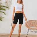 OFLUCK Shorts for Women Mid Rise Roll Cuff Bermuda Stretch Denim Jean Shorts (Black)