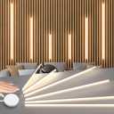 Lichaser LED Recessed Lighting for Acoustic Panel, 6 Pcs of 3000K Dimmable LED Strip Light for Wood Slat Wall Panel in Parallel with Touch Sensor, Self-Adhesive for Slat Wall Decor (2*36+2*24+2*16 in)