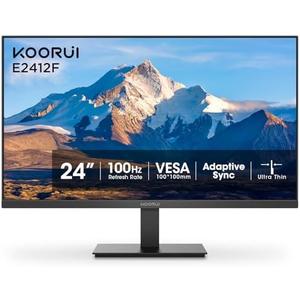 KOORUI 24-inch Computer Monitor Full HD 1920 x 1080p 100Hz VA Display 3000:1 Contrast Ratio with HDMI VGA, Three-Sided Slim Bezels, Freesync, 100 x 100 mm VESA Mountable, Ergonomic Tilt, Black
