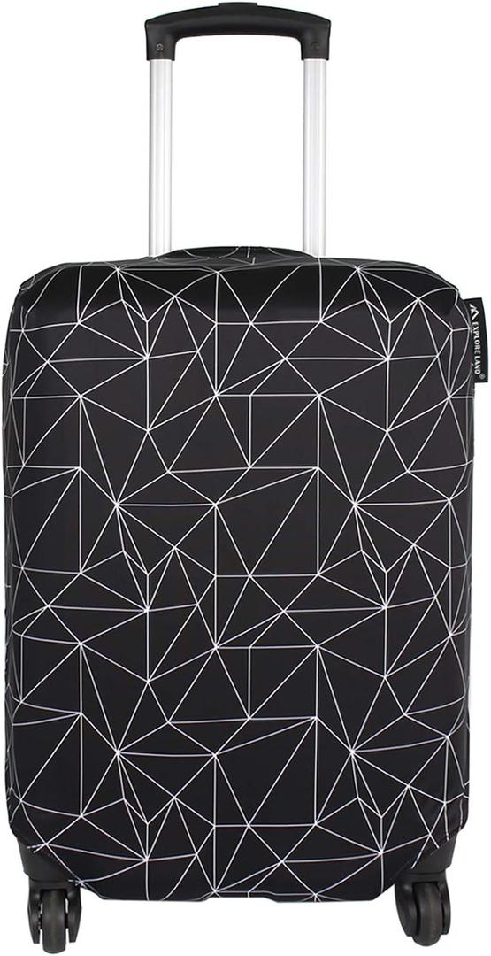 Explore Land Travel Luggage Cover Suitcase Protector Fits 18-22 Inch Case (Black Polygonal, S)