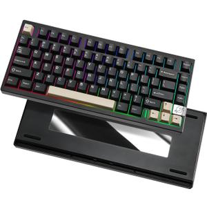 YUNZII AL75 PRO 75% Wireless Mechanical Gaming Keyboard,Full Aluminum CNC,BT/2.4G/Wired,PBT Keycaps,Gasket Mounted Hot Swap,Custom RGB Backlight, Programmable for Mac/Win (Black, Blue Grey)