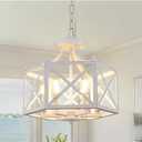 ZSDHXi 6-Light Antique White Pendant Light, Modern Farmhouse Chandeliers for Dining Room, Adjustable Hexagonal Metal Hanging Light, Vintage Geometric Pendant Lighting for Kitchen Island Entryway Foyer