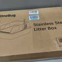 Stainless Steel Cat Litter Box XL for Big Cats, High-Sided Design Prevents Urine Leakage, Non-Stick, Easy to Clean, Includes Scoop, Gray