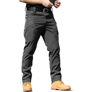 AUTIWITUA Men's Tactical Cargo Pants Water Resistant Lightweight Hiking Pants Outdoor Work Pants with Multi Pockets(No Belt) (Dark) S 