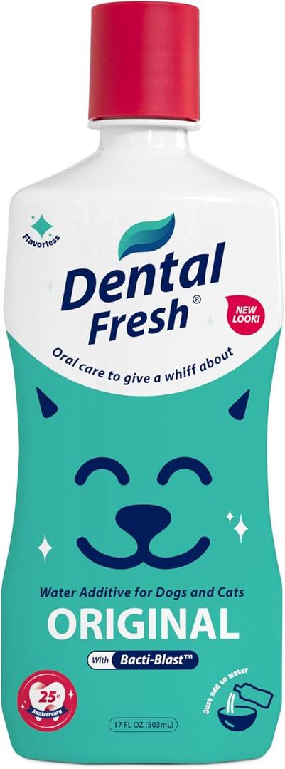 Dental Fresh Original Water Additive for Dogs & Cats, 17 Fl Oz, Daily Teeth & Breath Care to Help Freshen Breath