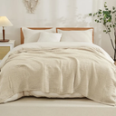 EMME Cotton Blanket Queen Size for Bed Soft Muslin Bed Blankets 90"x90" Lightweight Breathable Bedspread Coverlet All Season Gauze, Light Tan