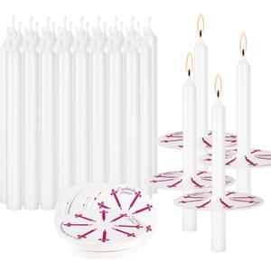 400 Pack White Taper Candles with Drip Guards & Paper Holders - 5 Inch Odorless Religious Candles for Church Prayers, Sabbath Ceremonies, & Home Decorations