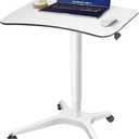 Pneumatic Adjustable Height Desk, Laptop Standing Desk, Rolling Sit-Stand Cart, Mobile Podium Portable Lectern for Home, Office& Classroom, 26" 19.3" Platform (29" to 46.9" H)，White