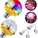 2 Pack Colorful Magic Rotating Ball Light, LED Plug in Disco Ball Light, RGB Disco Light Bulb, Party Lights Dj Disco Lights with Sockets for Home Room Dance Parties Bar Karaoke