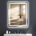 Led Mirror for Bathroom 28x36 Inch - Front and Backlit Mirror - Lighted Bathroom Mirror, Anti-Fog, Dimmable, Brighter CRI 90+, 3 Colors, Rotatable Wall Mounted Smart Bathroom Mirror