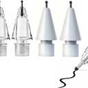 Replacement Pencil Tips for Apple Pencil Pro,Pencil Pro Tips fit for Apple 2nd 1st Gen USB-C,and Logitech Crayon Digital Pencil,Needle Pencil Tips with Case,Noiseless IPad Pro Pencil Sets(4B&2B) White