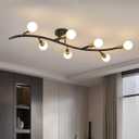 Black and Gold Modern Sputnik Semi Flush Mount Ceiling Light Fixture 7-Lights,Mid Centur Minimalist sputnik Chandelier for Living Room,Dining Room,Bedroom,Kitchen,Hallway(Bulbs Not Included), 47.83"l X 15.74"w X 6.3"h