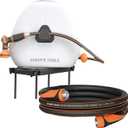 Giraffe Tools Ground Mounted Retractable Hose Reel 5/8 Inch x 92FT, Heavy Duty Automatic Rewind Garden Hose Reel and Garden Leader Hose 10ft x 5/8", Short Water Hose Heavy Duty