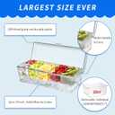 Large Ice Chilled Condiment CaddyChilled Condiment Containers Server with Lids for 5 Removable Compartments (2.5 cup)Serving Platters, Fruit & Garnish Tray for Party Supplies & Bar Accessories