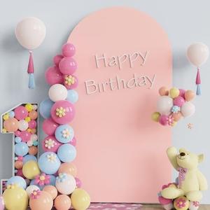 Fomcet 6.6FT Wedding Arch Cover Pale Pink Spandex Fitted Fabric Arch Backdrop Cover Round Top Chiara Backdrop Covers for Birthday Party Baby Shower Wedding Ceremony Decoration