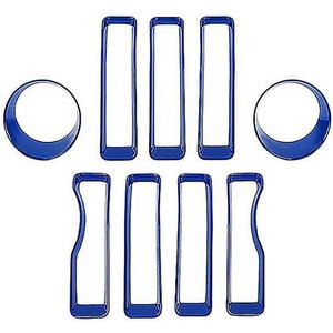 Grille Grill Insert+Headlight Turn Light Cover Compatible with 2018-2023 Jeep Wrangler JL JLU Sport/Sport S Only, Not for Sahara,Rubicon 4xe(Blue)