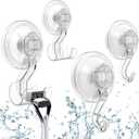 Suction Cup Hooks, BUDGET & GOOD Reusable Waterproof Shower Hook, 4Pcs Vacuum Suction Hooks - Razor Holder - Wreath Hook - Multi-Use for Bathroom Kitchen Office, Storage & Organization for Accessories