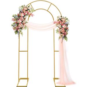 Double Arch Backdrop Stand Metal Open Arch Backdrop Frame U Shaped Wedding Arches for Ceremony Baby Shower Garden Birthday Party Decoration (Gold, 6FT×2.6FT)