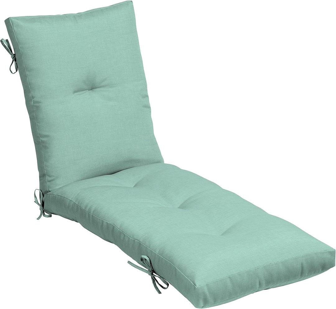 Arden Outdoor Plush Modern Tufted Chaise Cushion, 76 x 22, Rain-Proof, Fade Resistant, Tufted Cushion for Chaise Lounger Aqua Leala