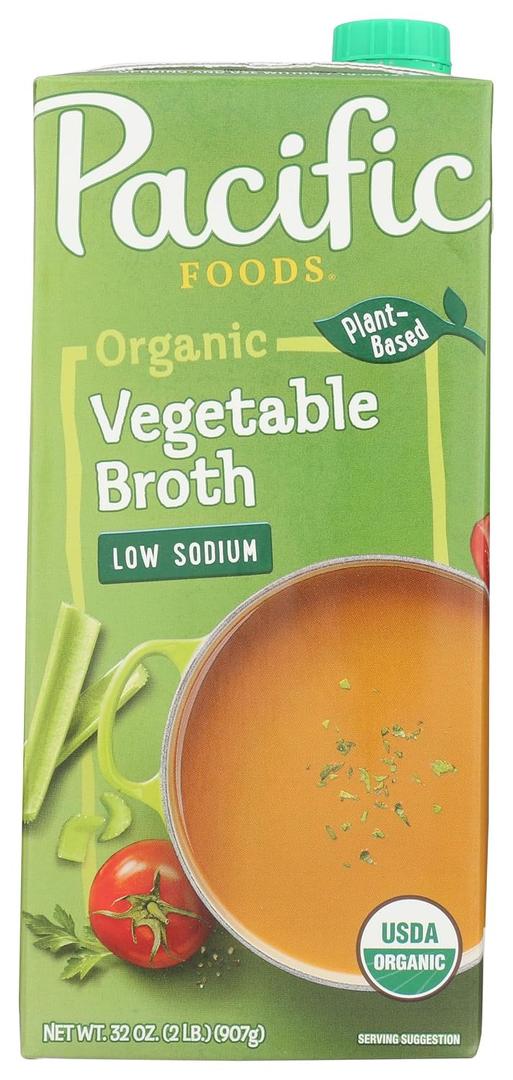 Pacific Foods Organic Low Sodium Vegetable Broth, 32 oz (EXP 12/25/26)