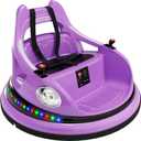 Bumper Car for Kids, 12V Electric Ride-On Car for Toddlers with Remote Control, Led Lights, 360-Degree Spin, Bluetooth Capability, 2 Speed Settings, Anti-Collision Padding, and 5-Point Safety Belt