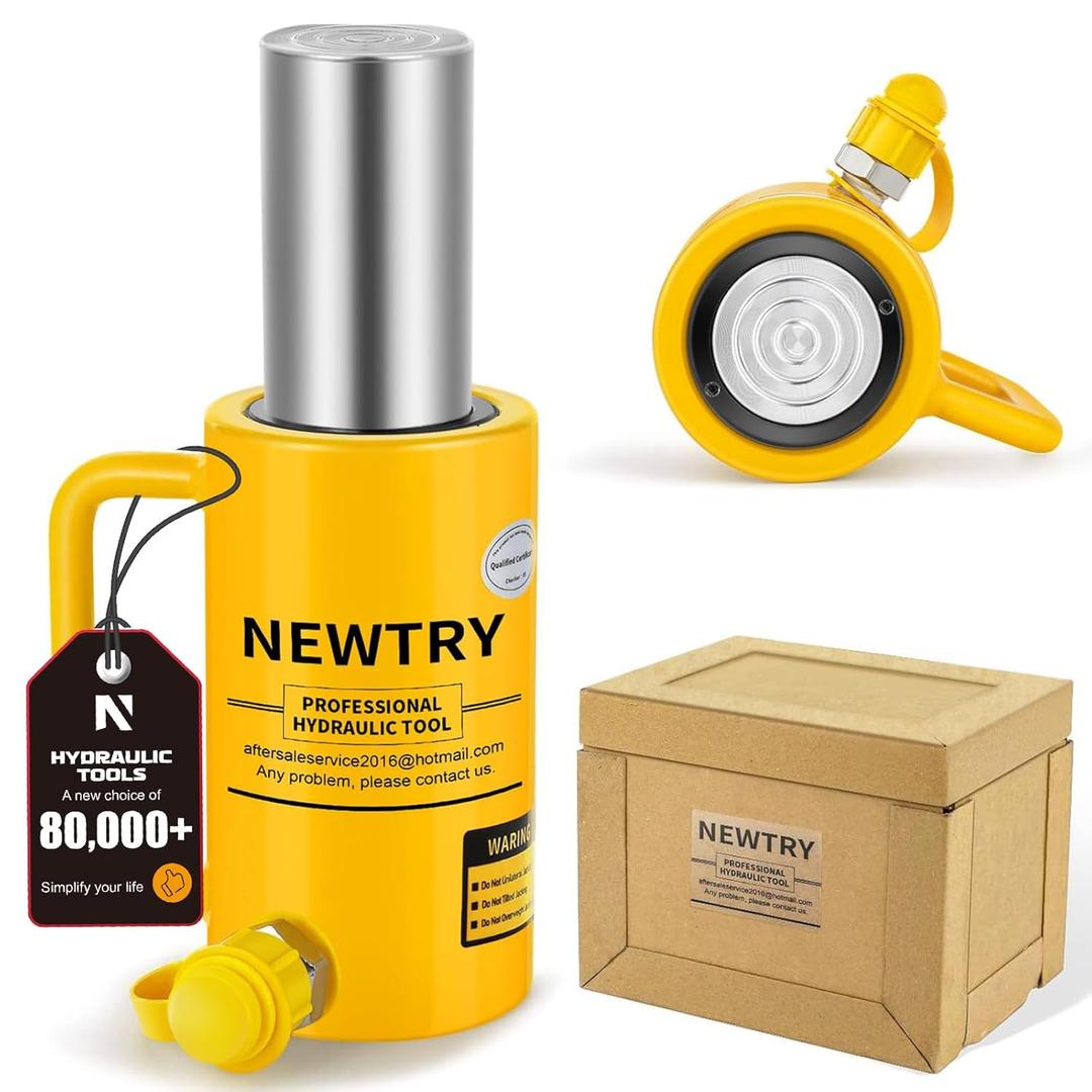 NEWTRY 20 ton Hydraulic Cylinder Long Jack 4 Stroke Porta Power Ram Jack Lifting Cylinder Retract Automatically for Shipbuilding Bridge Construction