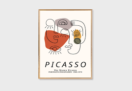 Printed Canvas Painting Wall Art Black And White Gallery Wall Picasso Poster Prints Trendy Wall Art Print Modern Home and Bedroom Decoration 16x24inch Without Frame
