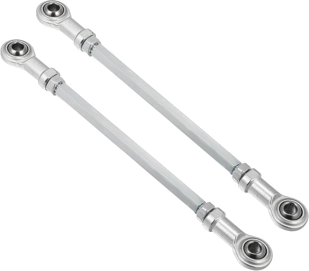 Motoforti 2pcs 185mm Length 8mm Hole Diamete Adjustable Steering Tie Rod Ball Joint for 49cc Electric ATV Go Kart Accessory Steering Column Steering Suspension Silver Tone