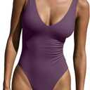LASLULU One Piece Swimsuits for Women Sexy Swim Suits Backless Modest Bathing Suits Swimwear Summer Fashion Outfits(Grape Purple Medium)