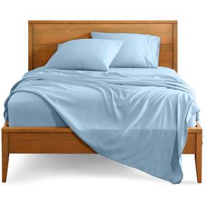 Bare Home Split King Sheet Set - 1800 Ultra-Soft Microfiber Bed Sheets - Double Brushed - Deep Pockets - Easy Fit - 5 Piece Set - Bedding Sheets & Pillowcases (Split King, Light Blue), Split King Size